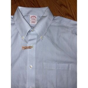 Brooks Brothers Button Down Shirt Blue Gingham Traditional Fit Size 16.5